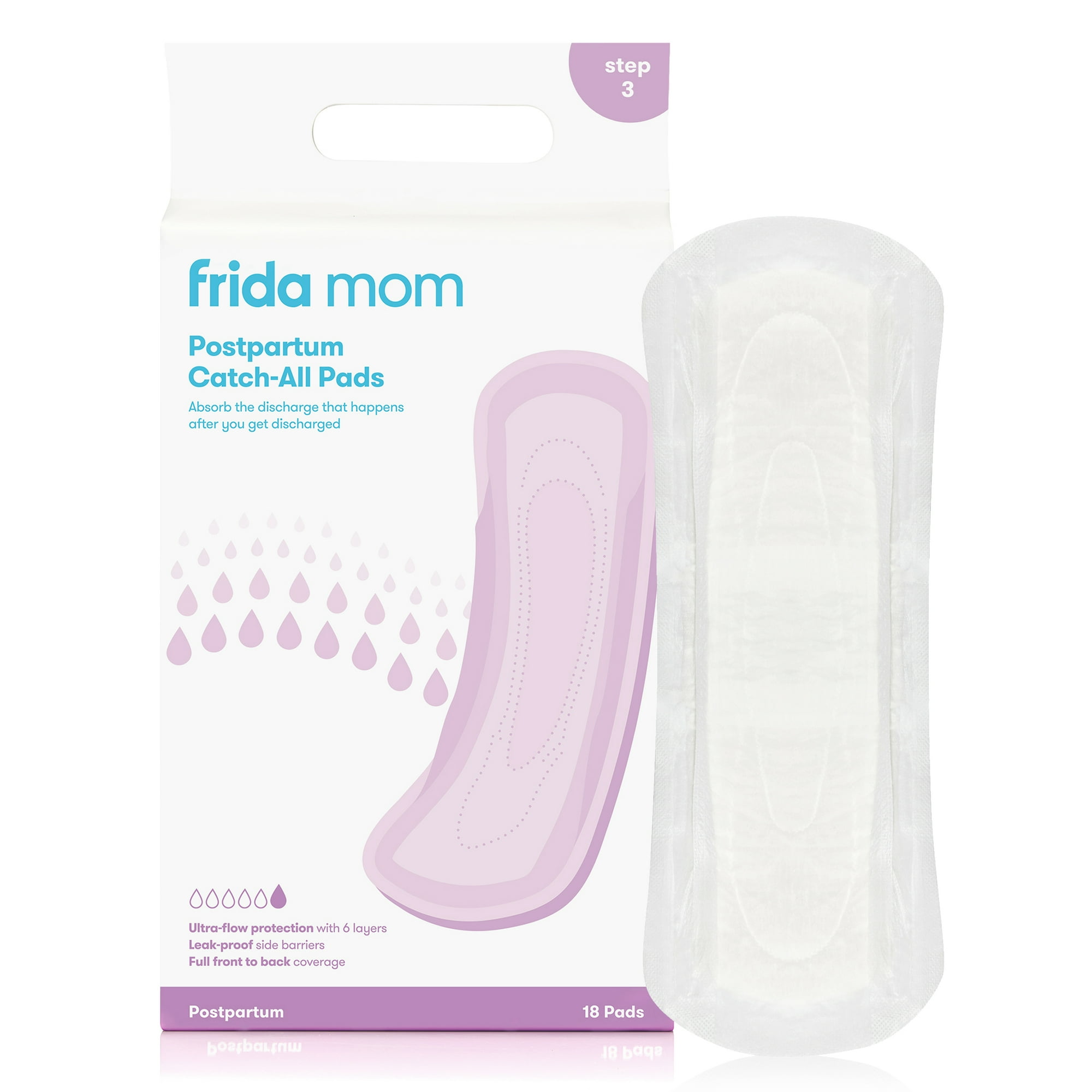 Frida Mom Postpartum Catch-All Feminine Pads for Maximum Absorbancy, Disposable Postpartum Underwear Alternative for Women, 18 Count