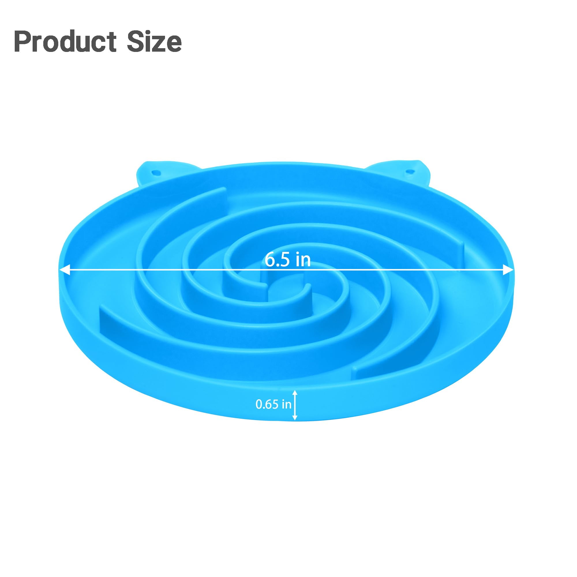 Slow Feeder Cat Bowl, Easy to Clean Silicone Bowl, Ideal for Dry and Wet Food (Green and Blue)