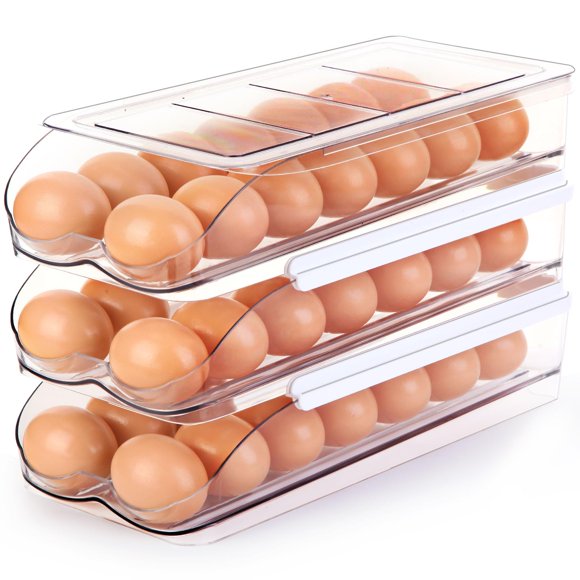 Soporte para huevos RoskDeewat para nevera con tapa, apilable, 42 huevos