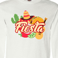 thumbnail image 4 of Inktastic Fiesta with Sombrero Taco Cactus Lime Red Pepper and Guitar in Background Long Sleeve T-Shirt, 4 of 5