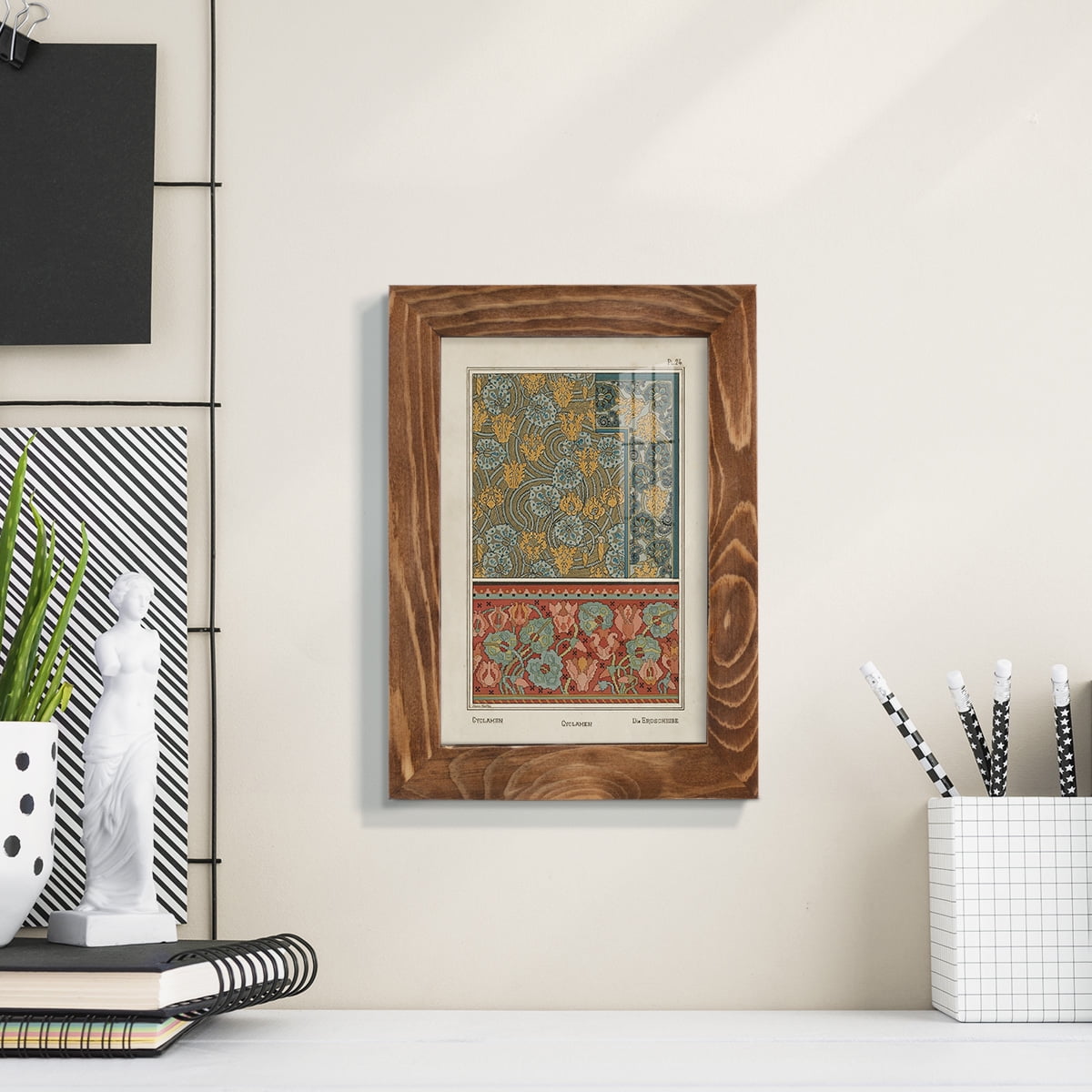 Nouveau Decorative I - Framed Print w/glass - Walnut