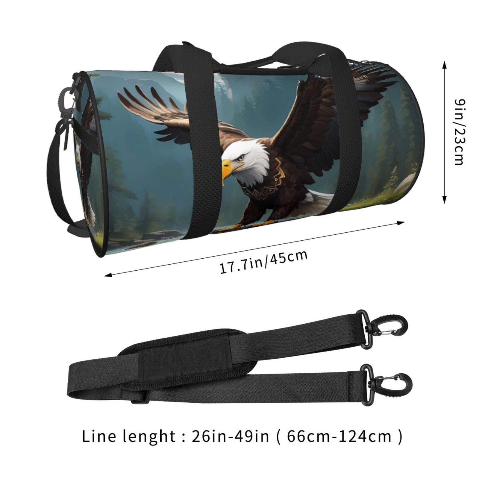 Defioc Forest River Bald Eagle for Travel Duffle Bag,Weekender Bag Carry On Tote Bags Hospital Bag Large Capacity Sport Gym Bag for Men Women Fit for Trave, Gym,Weekend