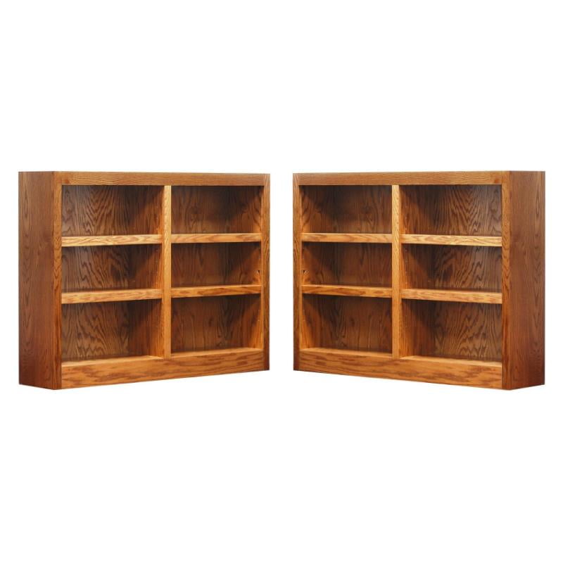Shelf Double Wide Wood Bookcase Set, 6 Foot Wide Bookcase
