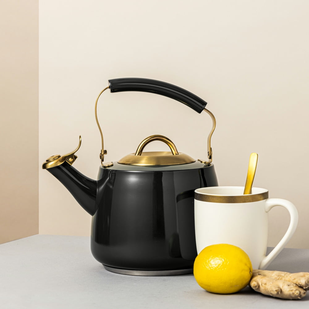 Stovetop Tea Kettle - Black & Gold