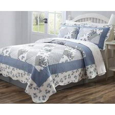 Legacy Decor 3pc Quilt Bedspread Coverlet Blue White Fl Legacy Decor 3pc Quilt Bedspread Coverlet Blue White Fl Patchwork Design High Quality Soft Microfiber