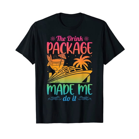 Colorful Cruise Ship Drink Package T-Shirt for Vacation Fun