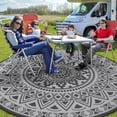 thumbnail image 6 of VUNATE Outdoor Rug 6'x6' Round Patio Rug Waterproof Woven Plastic Indoor Outdoor Mat for Picnic RV Porch Camping Reversible Lightweight Boho Outside Rug Gray Beige, 6 of 7
