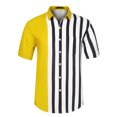 thumbnail image 5 of Lars Amadeus Men's Hawaiian Short Sleeve Button Down Color Block Stripe Shirts, 5 of 6