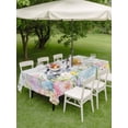 thumbnail image 3 of Easter Outdoor Tablecloth - 60x102 Inch Rectangle Dining Table Cover, Spring Bunny Colorful Eggs Plants Wooden Grain Waterproof Outdoor Table Cloth with Umbrella Hole & Zipper for Picnic/Patio/Party, 3 of 7