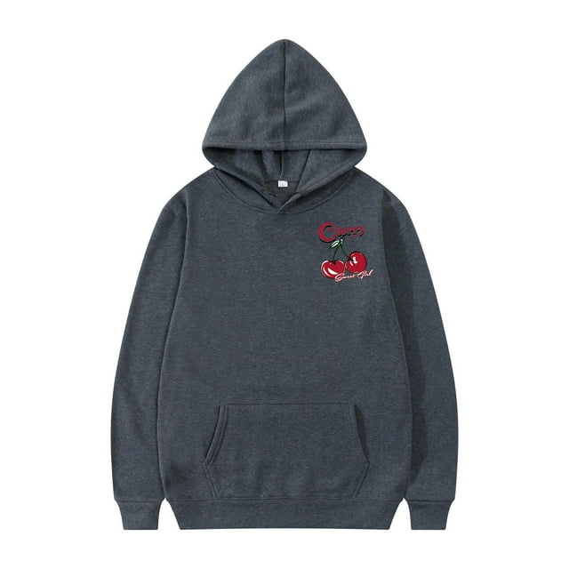VBARHMQRT Robe Chandail à Capuche pour Hommes Motif Cerise Chandail à Manches Longues avec Cordon de Serrage Décontracté Chandail à Capuche Camouflage Col Rond Chandail Pickle