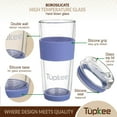 thumbnail image 2 of Tupkee Double Wall Glass Tumbler - 14-Ounce, All Glass Reusable Insulated Tea/Coffee Mug & Lid, Hand Blown Glass Travel Mug - Jacaranda, 2 of 7