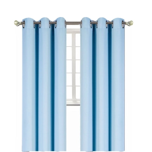 2 panels K68 light blue color 100 % blackout thermal light blocking drapes for sliding patio window curtain top grommets noise reducing 37" wide X 63" length each panel
