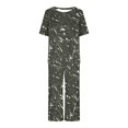 thumbnail image 4 of Liquidation d'Économies d'Été Iumwxz Tenues de Pyjama Décontractées et Fluides Grande Taille Tenues d'Été Mode Graphique Col Rond Manches Courtes Taille Élastique Pantalon Court Ensembles Assortis pour Dames Fête, 4 of 6