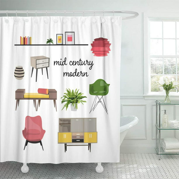 Atabie Yellow Collection Of Mid Century, Use Shower Curtain As Window Sill
