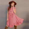thumbnail image 2 of 2025 Robes Filles Enfants Petites Vintage Robes 5T pour Robe Unie à Manches Courtes Robe à Volants Évasée Rétro Rockabilly Robes à Fleurs 7-12a Robes de Fête Robe Smockée de Baseball, 2 of 9