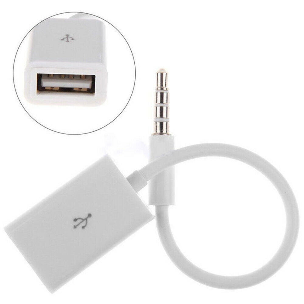 Simyoung 3.5mm Auxiliary Audio Jack USB Female Converter White Adapter 3 Ring - Walmart.com