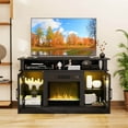 thumbnail image 2 of Costway TV Stand with Electric Fireplace LED Lights Remote Controls Storage Cabinets for TVs Up to 55 Inches Black, 2 of 10