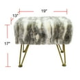 thumbnail image 5 of Home Soft Things Jacquard Faux Fur Ottoman - Grey - 19"x12.5"x17", 5 of 7