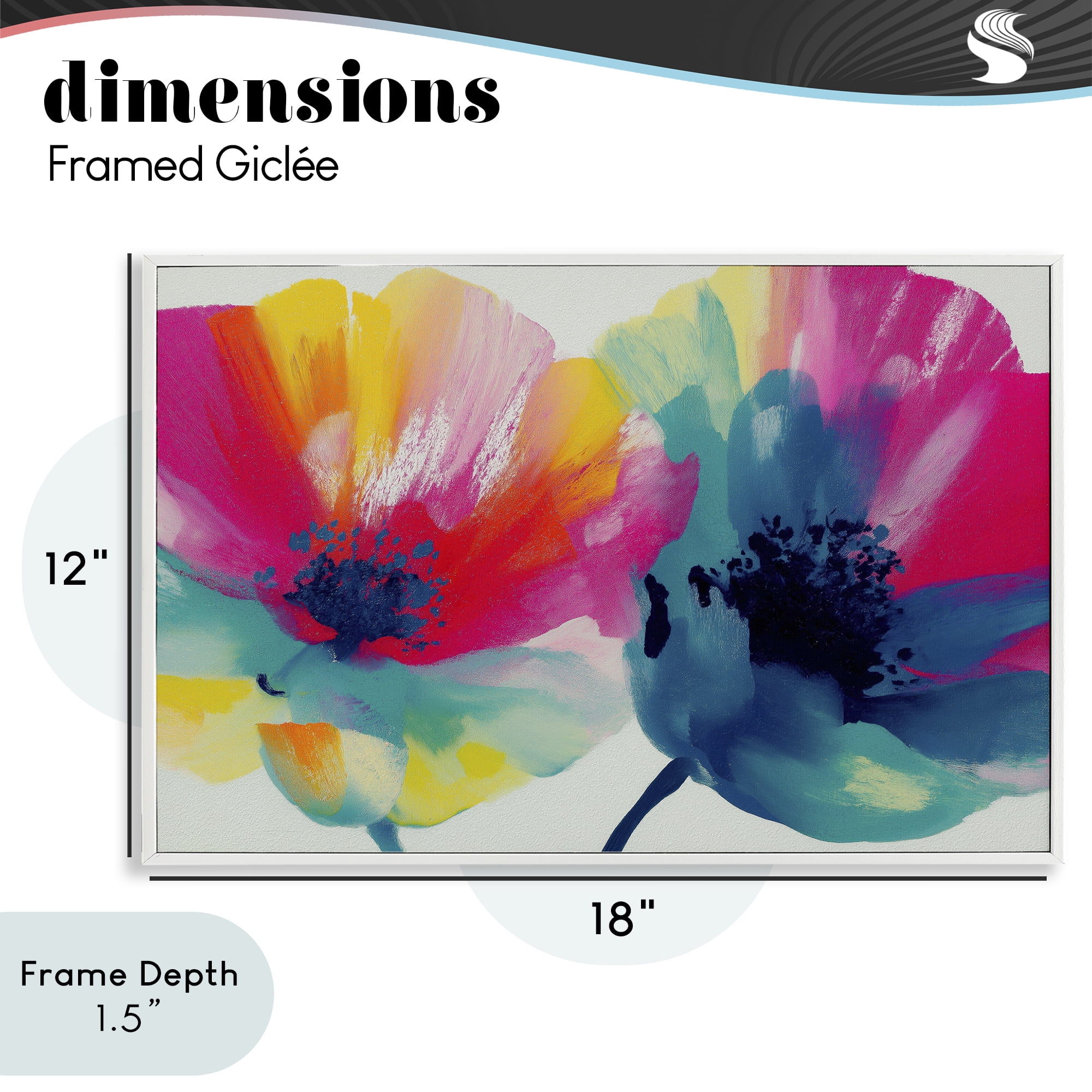 Stupell Industries Two Colorful Poppies White Framed Giclee Art, design by Chromatic Storm Studio