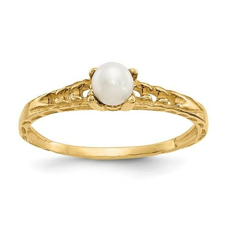 Roy Rose Jewelry 14K Yellow Gold Madi K 3mm Freshwater Cultured Pearl Birthstone Baby Ring ~ Size: 3