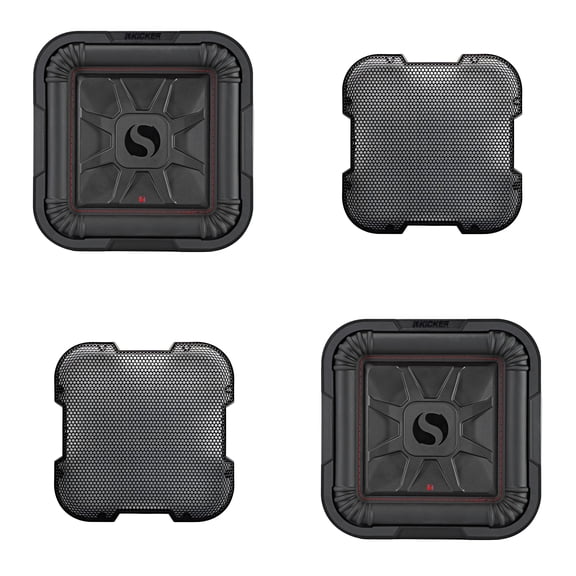 Kicker (2) 46L7T102 L7T L7-Thin 10" Subwoofer, Dual Voice Coil, 2-Ohm & 52GL710 Grill Bundle