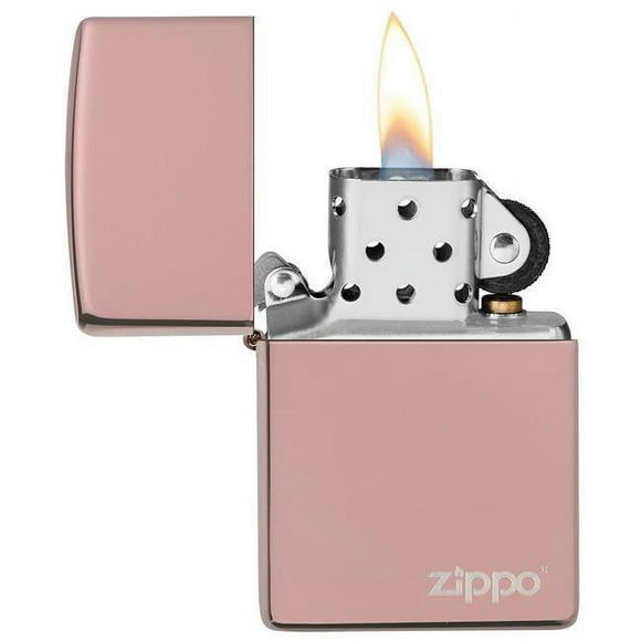 49190ZL High Polish Rose Gold Logo Zippo Pocket Lighter