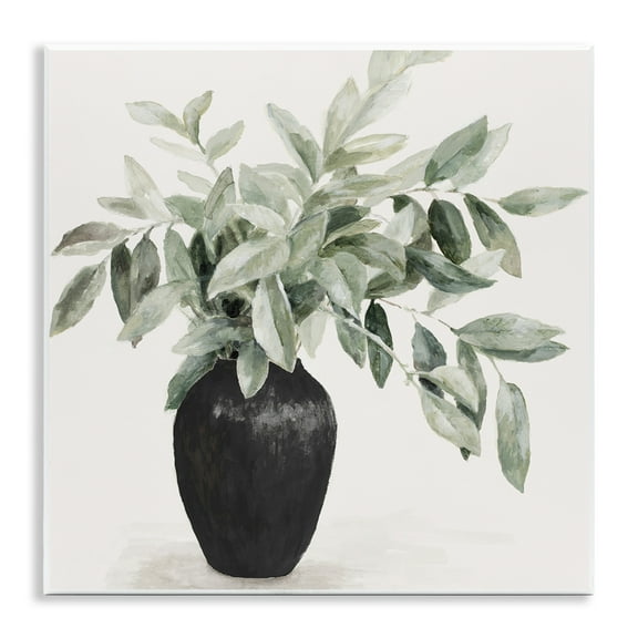 Stupell Industries Plant in Black Vase Botanical & Floral Painting Unframed Art Print Wall Art, 12 x 12