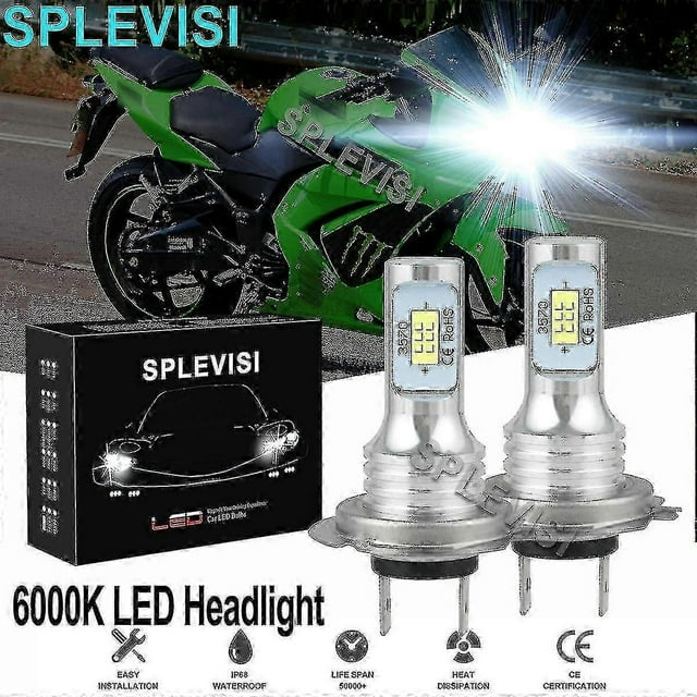 2x70w Pure White Motorcylce Led Headlight Bulbs 6000k Kit For Kawasaki Ninja 250 300 650 Zx6r Zx10 Motorcycle Led Light - Y