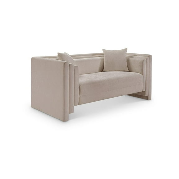 Meridian Furniture Everett Beige Chenille Fabric Upholstered Loveseat
