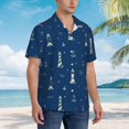 thumbnail image 4 of Haiem Lighthouses and Anchors Printed Hawaiian Shirt for Men - Men’s Casual Beach Summer Shirts - Stretch Fabric with Modern Fit-3X-Large, 4 of 7