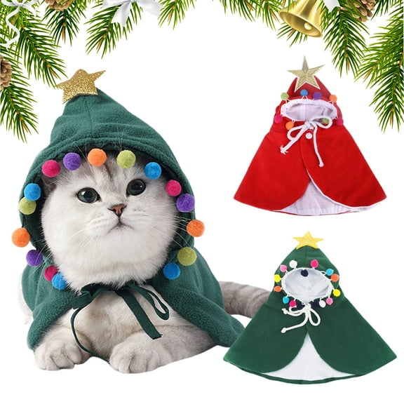 Ayyufe Pet Cloak Round Neck Drawstring High Elasticity Soft Star Decor Cosplay Improve Ambience Christmas Puppy Cats Cloak Pet Apparel for Festival
