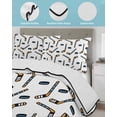 thumbnail image 4 of Quilts Twin Size Bedding Set, Ice Hockey Sport Lightweight Quilted Comforter, Cartoon Classic Hockey Pattern Soft Reversible Bedspread Coverlet with Pillow Covers for All Season, 68" x 86", 4 of 7