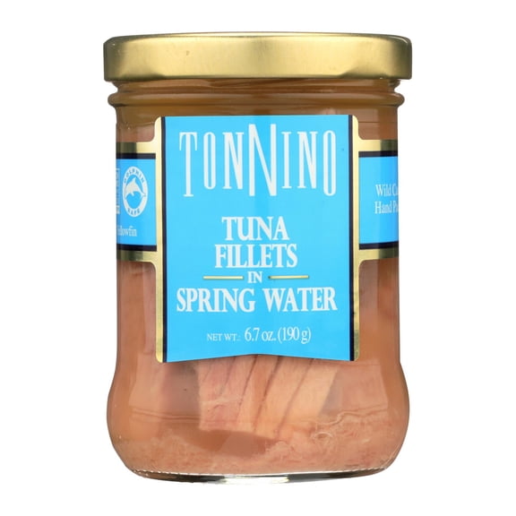 TONNINO - Wild Caught Yellowfin Tuna Fillets in Spring Water - 6.7 OZ, Case of 6