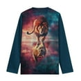 thumbnail image 6 of Kids Lion Print Long Sleeve T-Shirt, Boys Girls Crewneck Top Soft Polyester Blend Round Neck Casual Playwear Graphic Tee Spring Fall Winter Ages 3-14 Years, 6 of 6
