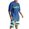 thumbnail image 3 of VBTAPA Men's 2 Piece Outfits Hawaiian Tropical Graphic T Shirt and Shorts Set Summer Beach Vacation Sets with Pockets Lightning Sales of The Day Blue L, 3 of 6