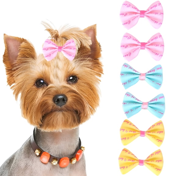 GASTROPOD 6PCS Cute Puppy Dog Small Bowknot Hair Bows with Metal Clips Handmade Hair Accessories Bow Pet Grooming Products