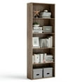 thumbnail image 2 of Yardi Yard 5-Shelf Storage Bookcase Modern Multi-Functional Display Cabinet Furniture-Walnut, Tall Bookshelf, Bookshelf for Living Room, Home Office, Bedroom, Balcony, 2 of 6