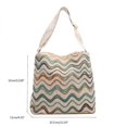 thumbnail image 3 of Colorful Striped Knitted Canvas Bag Purse for Women Large Capacity Shoulder Bag Casual Crossbody Bag with Wide Strap White, 3 of 4