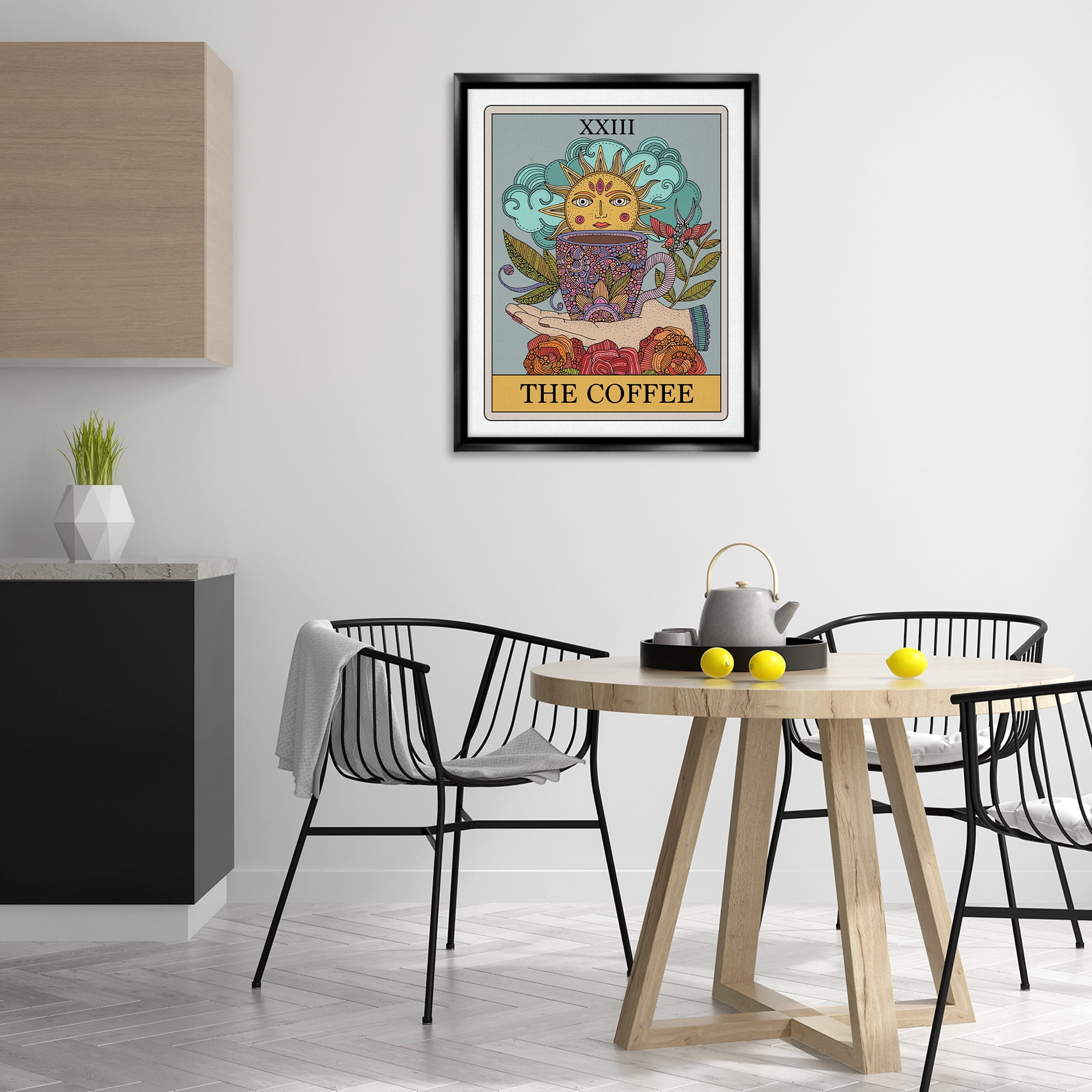 Stupell Industries The Coffee Tarot Food & Beverage Painting Black Floater Framed Art Print Wall Art, 25 x 31