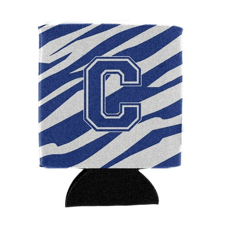 

Carolines Treasures CJ1034-CCC Letter C Initial Tiger Stripe Blue and White Can or Bottle Hugger Can Hugger multicolor