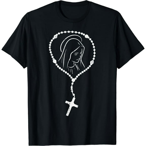 Rosary Virgin Mary God Jesus Faith Religious Catholic Gift T-Shirt