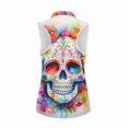thumbnail image 4 of Lkhaha Women's Colorful Skull Print Sleeveless Polo Shirt V Neck Half Zip Golf Tennis Tank Top Multicolour L, 4 of 4