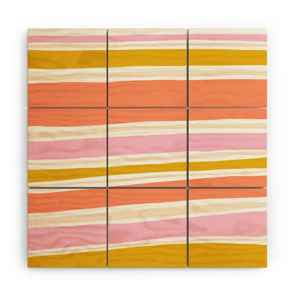 Society6 SunshineCanteen Del Mar Stripes Wood Wall Mural 3' x 3'