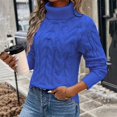 thumbnail image 2 of GILIGEGE Fall Sweaters for Women Turtleneck Cable Knit Pullover Tops,Fall Winter Soft Cozy High Neck Chunky Cable Knit Jumpers,Trendy Outfits,Casual Work Cute Long Sleeve Clothes Blue M, 2 of 4