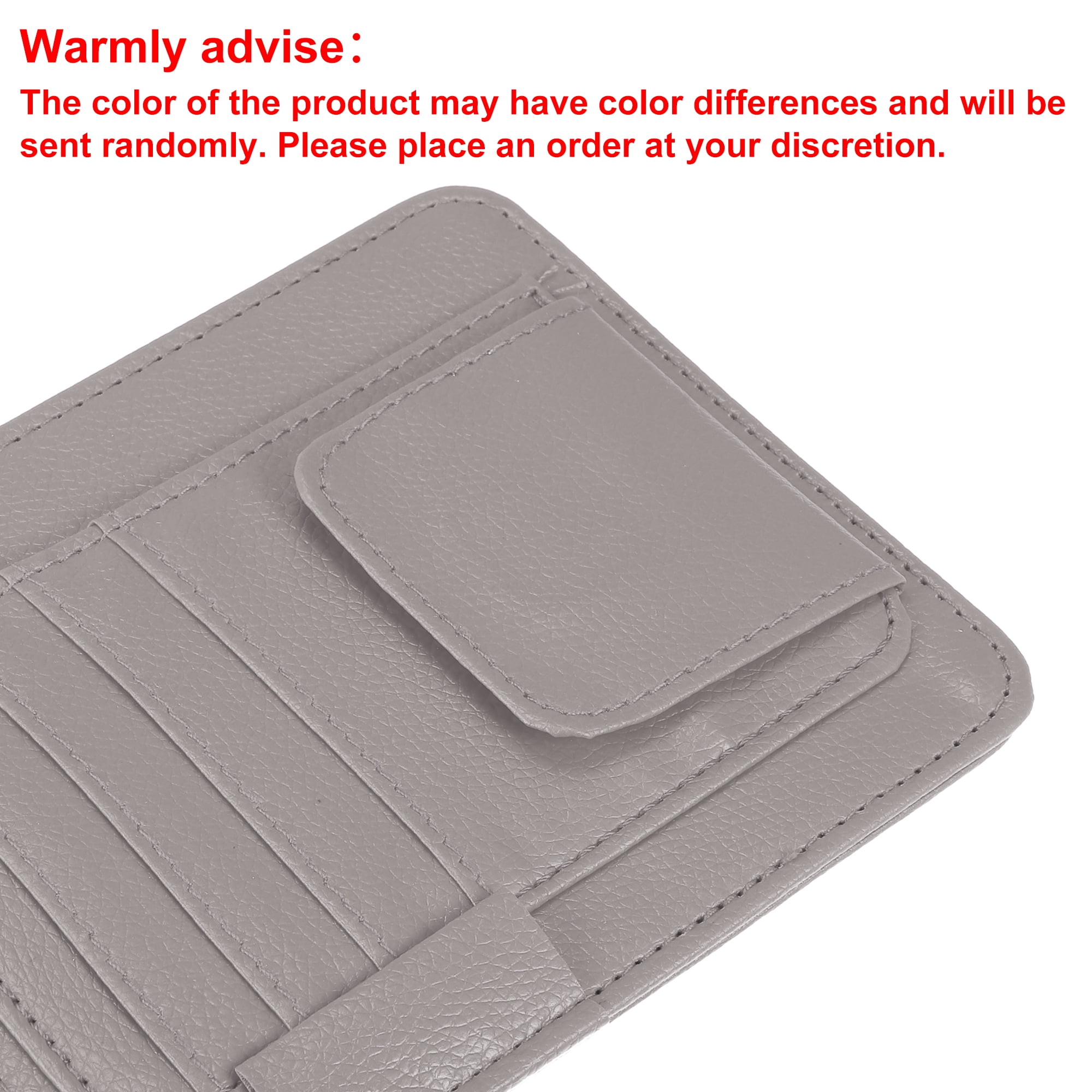 Unique Bargains PU Leather Car Sun Visor Organizer Glasses Holder and Card Holder Gray