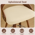 thumbnail image 3 of LEGAHOME Swivel Bar Stools Set of 2, 25” Upholstered Counter Height Stools with Low Back and Round Footrest, Mid-Century Barstools with Wooden Legs for Kitchen, Bar, Walnut + Beige, 3 of 6