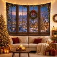 thumbnail image 3 of Snowy Village Through Wooden Window, Cozy Illustration for Christmas Decor Lovers, Village Wall Decor, Christmas Gift, Tapestry Wall Hanging for Living Room and Entryway, 3 of 7