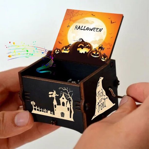 Caja de música de Parque Jurásico de madera, gran número de temas, Feliz Navidad, My Heart Will On Queen, regalo de cumpleaños y Halloween, venta al por mayor, 2022