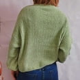 thumbnail image 2 of Juslio Womens Sweaters Pullovers Sweaters Solid Crew Neck Knit Fashion Green, 2 of 6