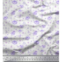 Soimoi Crepe Silk Fabric Floral & Butterfly Night Wear Print Fabric by The Yard 42 Inch Wide